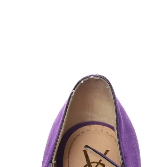 Kid Scamosciato Tribute 105 Platform Mary Jane Peep Toe Pumps 36 Viola - Picture 8 of 11